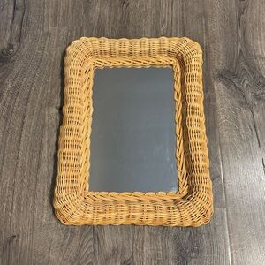 Vintage Boho Wicker Wall Mirror Rattan, Wicker Mirror, Made In Hong Kong